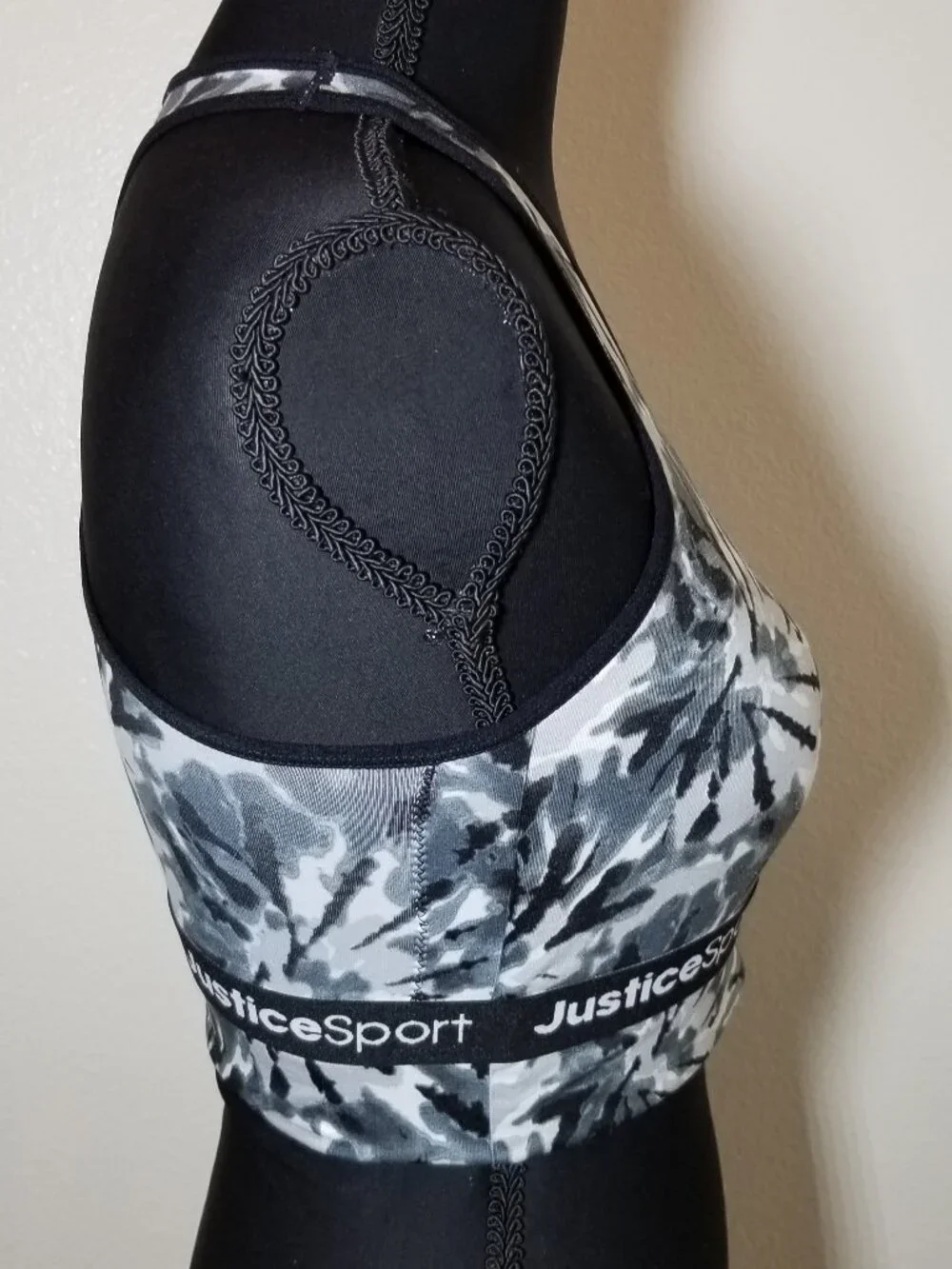 Justice Sports Bra Girls Size 34 Racerback Lot of 2 Pink & Gray Tie Dye Athletic